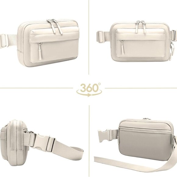 Essential+ Off White Fanny Pack w/70" Strap - Plus Size & Double Compartment - Picture 5 of 9